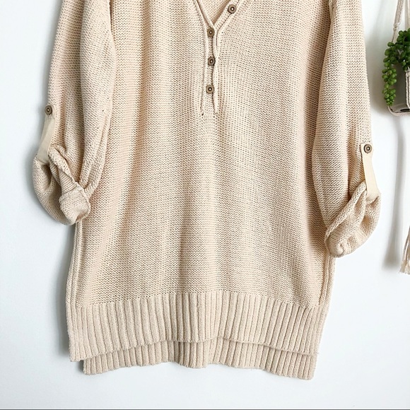 Free People Firefly Cable Knit Tunic Tan Sweater - Picture 8 of 13